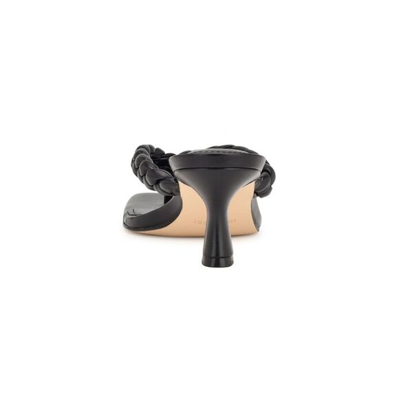 NINE WEST Womens Black Angel Square Toe Kitten Heel Slip On Heeled Sandal 8 M - Picture 3 of 4